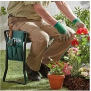 Heavy-Duty Folding Garden Kneeler & Seat with Tool Bag - Ergonomic Support for Gardening | Wowcher