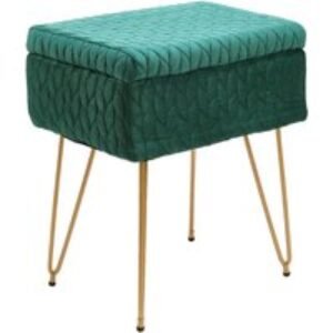 Rectangle Upholstered Storage Ottoman Vanity Stool | Wowcher