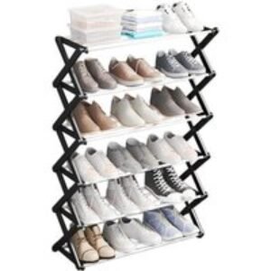 Foldable Multi-Tier Metal Shoe Rack with 6 Shelves | Wowcher