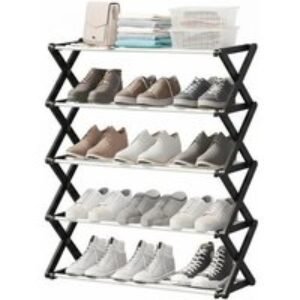 Foldable Multi-Tier Metal Shoe Rack with 5 Spacious Shelves | Wowcher