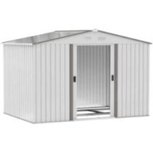 9x6ft Galvanised Metal Garden Storage Shed with Vents - Weather-Resistant