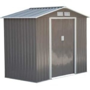 7x4ft Lockable Galvanised Metal Garden Shed with Air Vents - Weather-Resistant Outdoor Storage