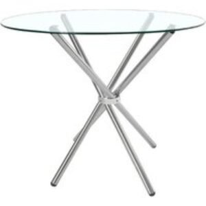 Contemporary Crossover Round Dining Table with Durable Tempered Glass Top | Wowcher