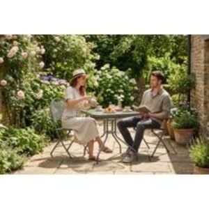 Square Glass Bistro Table - Steel Frame