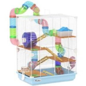 5-Tier Hamster Cage & Small Pet Carrier - Multi-Level Habitat with Tunnel