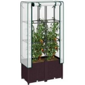 Plastic Raised Garden Bed with Trellis & PE Cover - 80x40x140cm Planter | Wowcher