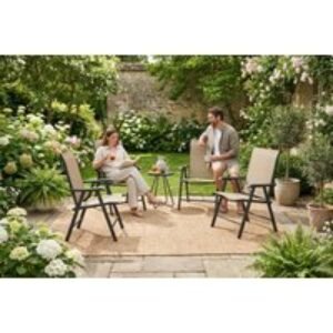 4× Foldable Metal Garden Chairs - Powder-Coated