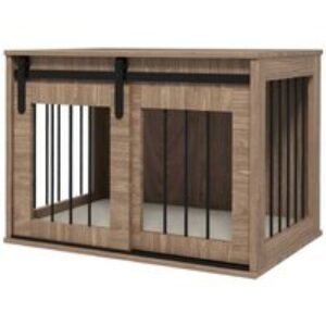 Luxury Dog Crate Table with Cushion - Medium Breed Furniture - 80×54×57cm - Brown | Wowcher