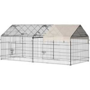 Metal Chicken Run & Small Pet Cage - Beige Cover