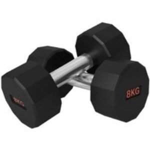 12-Sided Rubber Dumbbells Pair - 2 x 8kg