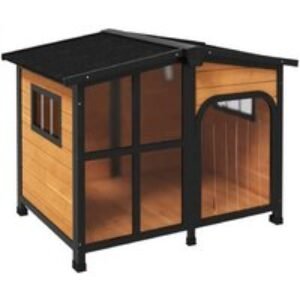 Outdoor Dog Kennel with Open Roof & Large Window - Weatherproof