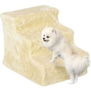 3-Step Plush Dog Stairs - Portable Bed Ladder for Small Pets