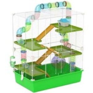 Hamster Cage for Small Pets - Portable Multi-Level Home with Tubes