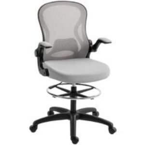 Ergonomic Mesh Adjustable Standing Desk Chair with Lumbar Support & Foot Ring - High Back