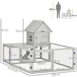 Rabbit & Guinea Pig Hutch with Extra Fenced Run