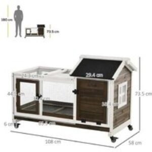 Rabbit Hutch with Removable Tray & Wheels - Indoor/Outdoor Small Pet Cage for Rabbits & Ferrets | Wowcher