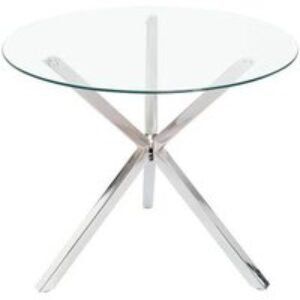 Contemporary Round Tempered Glass Dining Table with Stylish Chrome Base | Wowcher