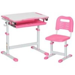Kids Adjustable Desk & Chair Set with Storage - Pink
