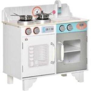 Kids Wooden Kitchen Playset with Sink & Cooking Bench - Imaginative Pretend Play Toy