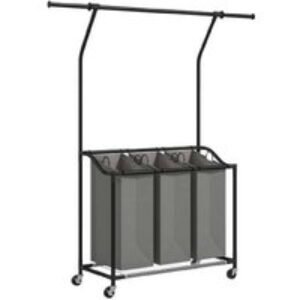 Metal & Oxford Fabric Rolling Laundry Sorter Basket with 3 Bags