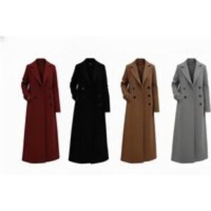 Unisex Black Woolen Warm Double Breasted Maxi Coat - 5 Sizes & 4 Colours | Wowcher