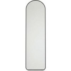 Sleek Modern Arched Black Metal Floor Mirror with Full-Length Design | Wowcher