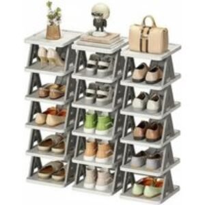 Maximize Space with Versatile 6-Tier Folding Plastic Shoe Rack Organizer | Wowcher