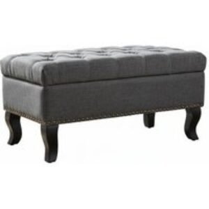 Stylish Upholstered Bench Footstool with Nailhead Trim and Tufted Buttons | Wowcher