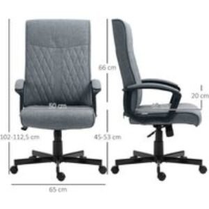 Ergonomic High-Back Swivel Office Chair - Adjustable Height - Linen Look - Dark Grey | Wowcher