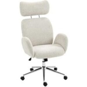 Ergonomic Office Chair with Adjustable Headrest - Boucle Fabric