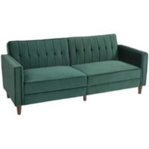 Velvet 3-Seater Reclining Sofa Bed - Modern Green