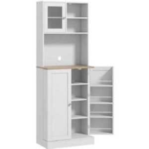 White Wood Modular Kitchen Storage Cabinet - Adjustable Shelves