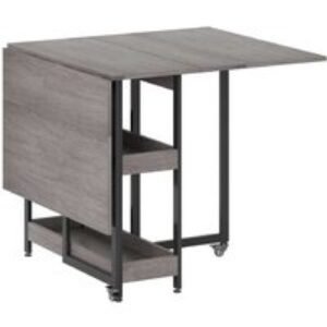 Grey Space-Saving Folding Dining Table with Storage Compartments - Seats 2-4