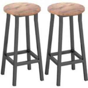 Industrial Bar Stools Set of 2 - Rustic Brown