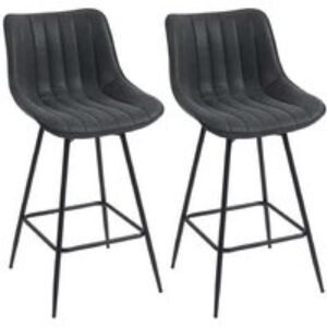 Set of 2 Faux Leather Swivel Bar Stools - Adjustable