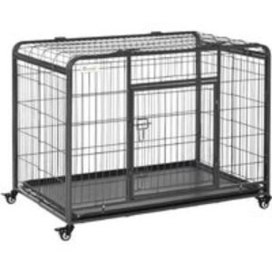 Heavy-Duty Foldable Dog Crate Cage Playpen with Wheels & Removable Tray - Large Breed Safe Kennel | Wowcher