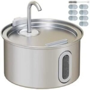 2.5L Stainless Steel Cat Water Fountain - Silent Pump