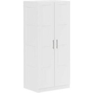 White Double Panelled Modular Wardrobe with Shelves - Particle Board