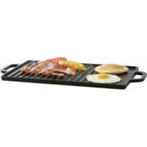 Non-Stick Cast-Iron Griddle Pan with Reversible Smooth and Ribbed Sides | Wowcher