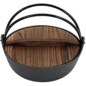 Cast Iron Pot with Wooden Lid for Campfire Cooking | Wowcher