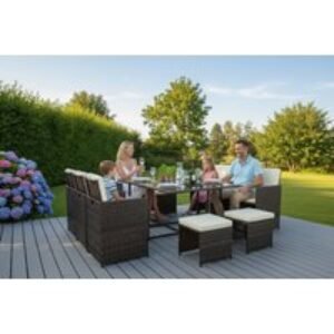 Cannes 10 Seater Rattan Cube Dining Set with Steel Frame by Royal Craft | Wowcher