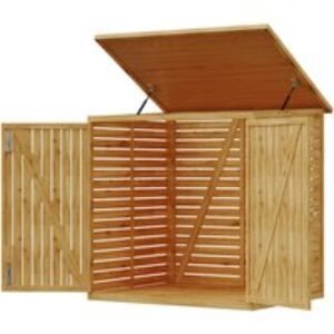 4.5ft x 3.5ft Waterproof Outdoor Cedar Wooden Bin Storage Shed with Asphalt Roof | Wowcher