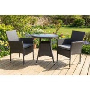 Royal Craft Malaga Two Seater Bistro Set with Sleek Rattan & Safety Glass Table | Wowcher