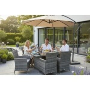 Elegant Rattan 6-Seater Dining Set with Black Tempered Glass Table | Wowcher