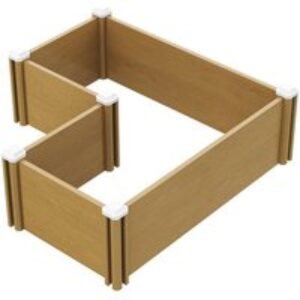 L-Shaped Plastic Wood-Grain Raised Garden Bed Planter for Outdoors | Wowcher
