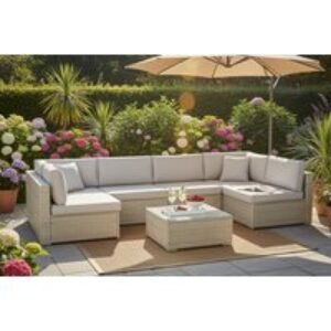 PRICE DROP! Spacious 6-Seater Modular U-Shaped Rattan Garden Sofa Set  with Coffee Table | Wowcher