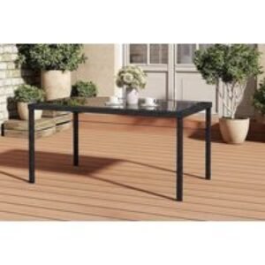 Rustic Rectangle Wicker Table with Tempered Glass | Wowcher