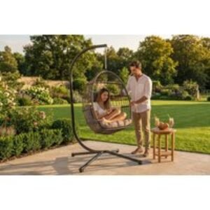 Luxury Hanging Egg Chair with Plush Cushion - 2 Colours | Wowcher