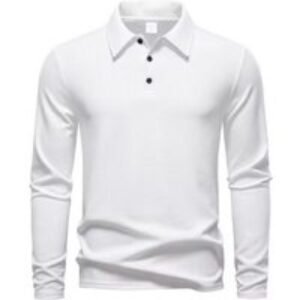 Black Men's Long-Sleeved Casual Polo Shirt with Button-Down Collar | Wowcher