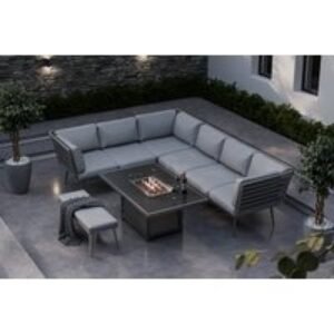 Royal Craft Mayfair 8-Seater Corner Fire Pit Lounging Set - 2 Options | Wowcher